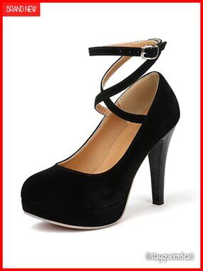Vintage Platform Pumps with Ankle Strap Buckle, 4 Inch Heel, Slip Resistant,